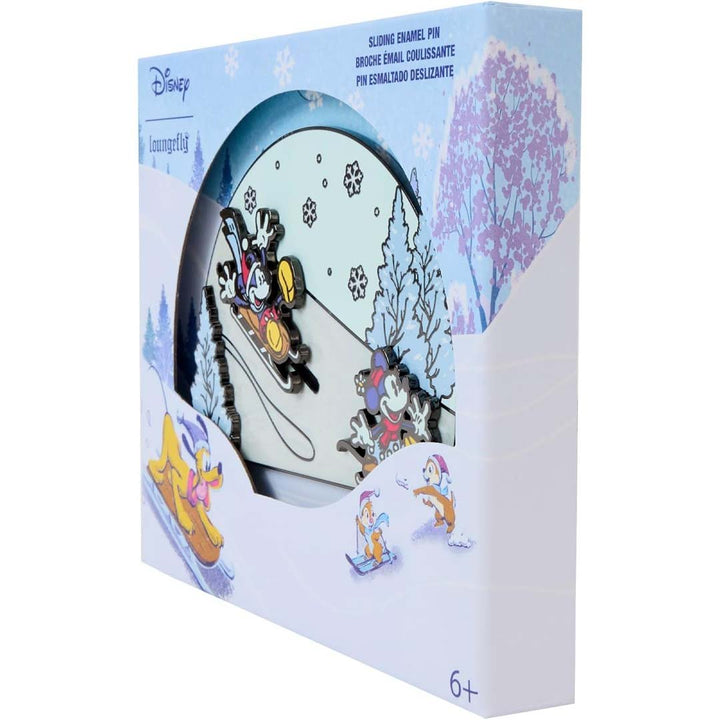Loungefly Disney Mickey And Friends Winter Wonderland Sliding 3" Collector Box Pin