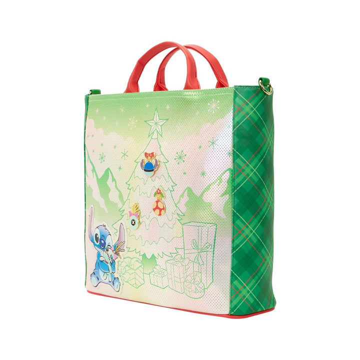 Loungefly Disney Lilo &amp; Stitch Holiday Tote Crossbody Bag