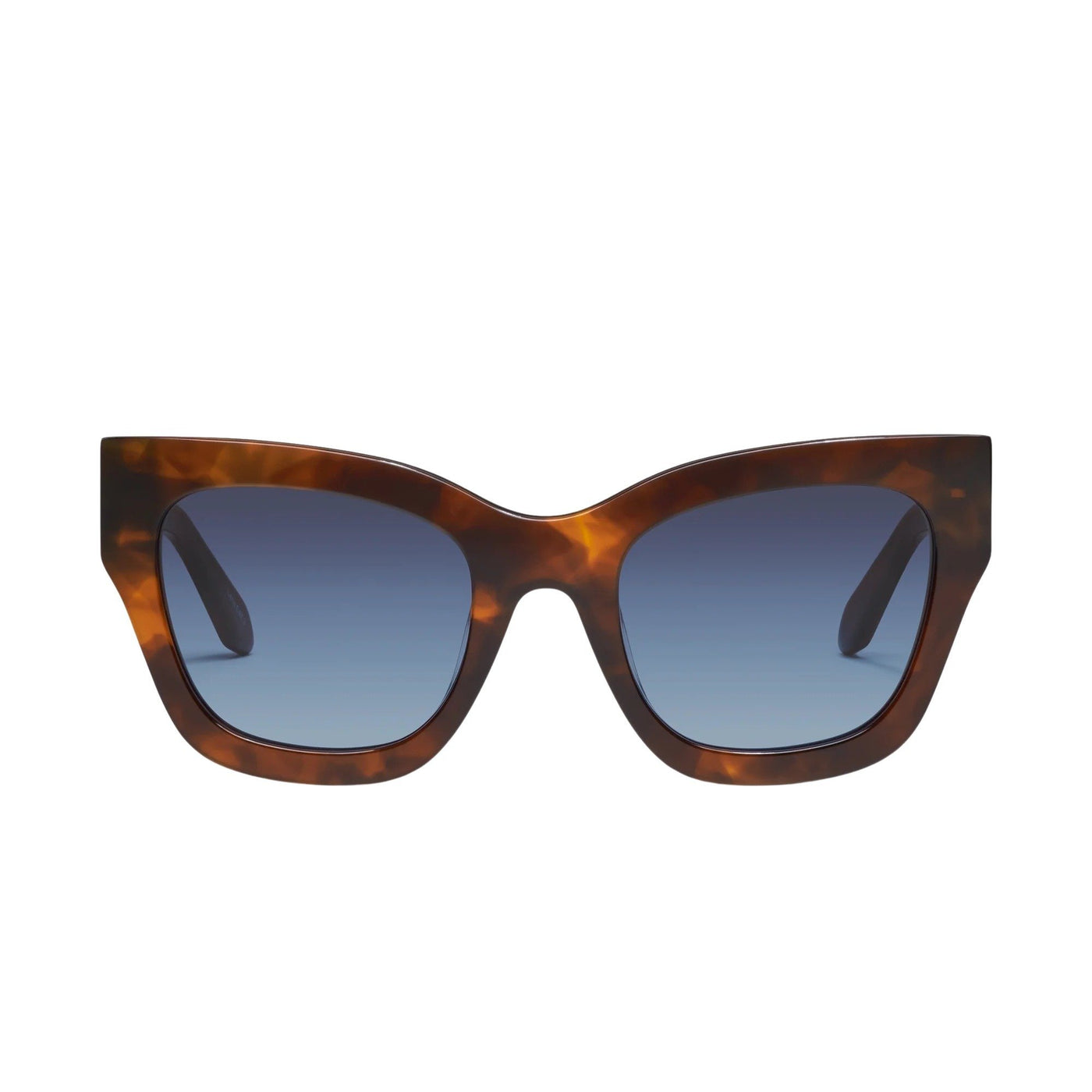 Quay Women's By The Way Oversized Square Sunglasses (Brown Tortoise Frame/Navy to Blue Gradient Lens) - front