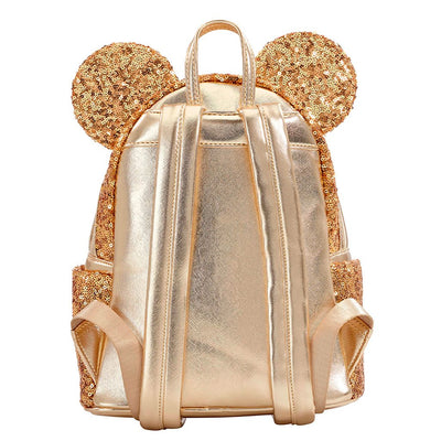 671803279766 - Loungefly Disney Minnie Mouse Yellow Gold Sequin Mini Backpack - Back