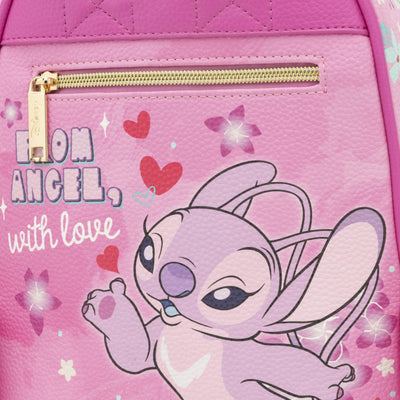 WondaPop Disney Angel 11" Vegan Leather Mini Backpack - Back Close Up