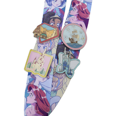 Loungefly Disney Princess Manga Style Lanyard with Card Holder - Pins