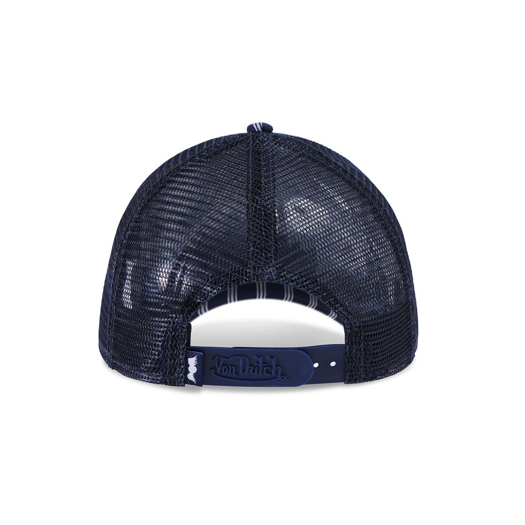Von Dutch Navy &amp; White Stripe Trucker Hat