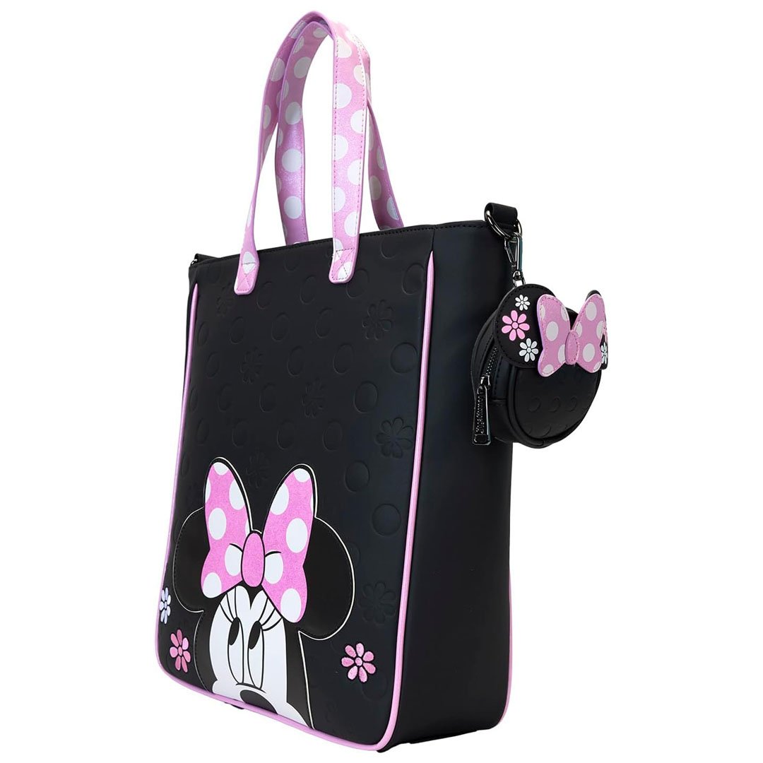 Loungefly Disney Minnie Mouse Floral Rock the Dots Tote Bag with Coin Bag