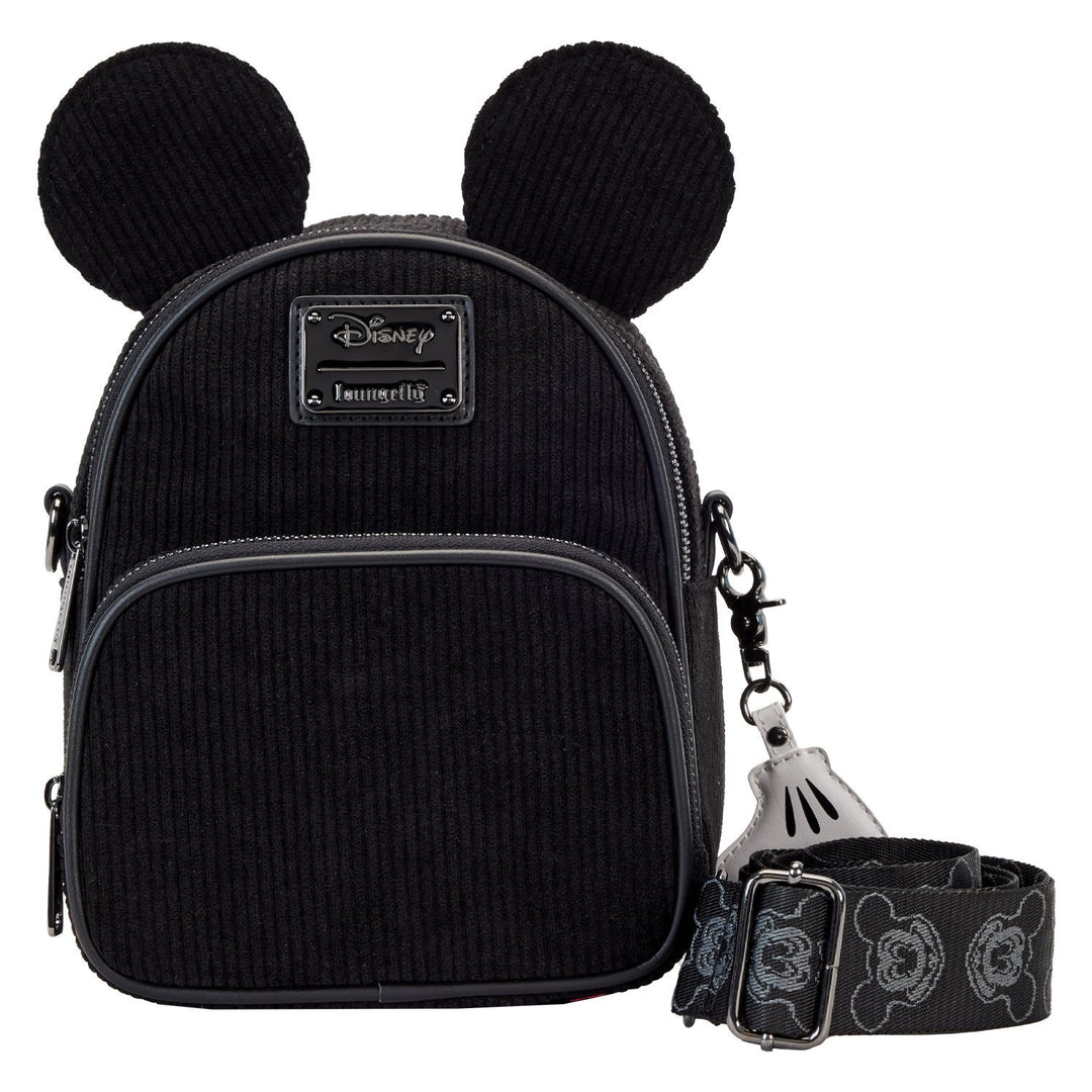 Loungefly Disney Mickey Mouse Classic Corduroy Convertible Mini Backpack &amp; Crossbody Bag