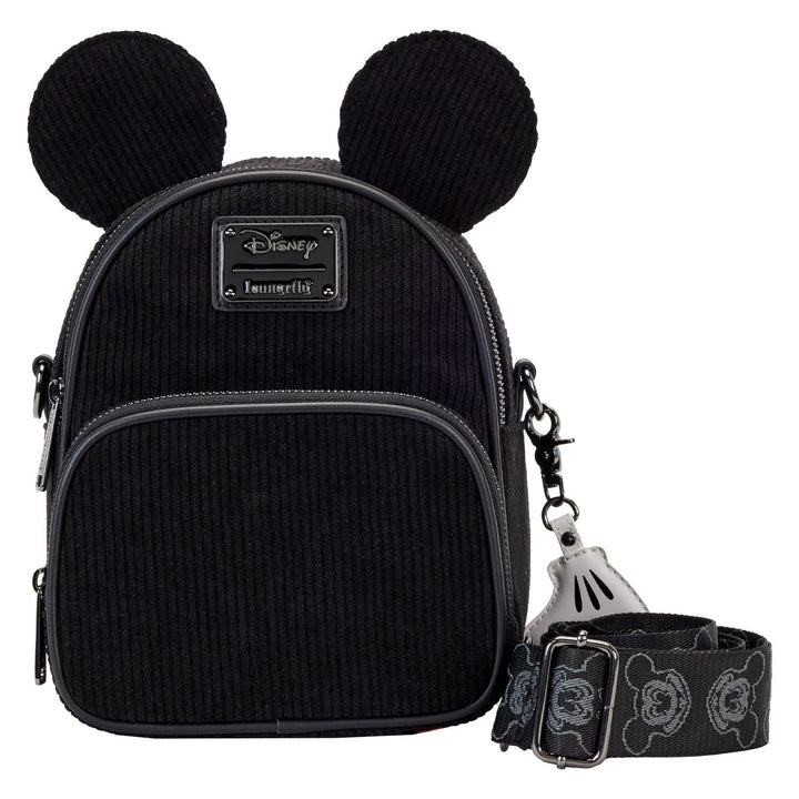 Loungefly Disney Mickey Mouse Classic Corduroy Convertible Mini Backpack &amp; Crossbody Bag
