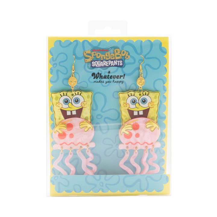 Whatever Makes You Happy Spongebob &amp; Jellyfish Layered Acrylic Earrings