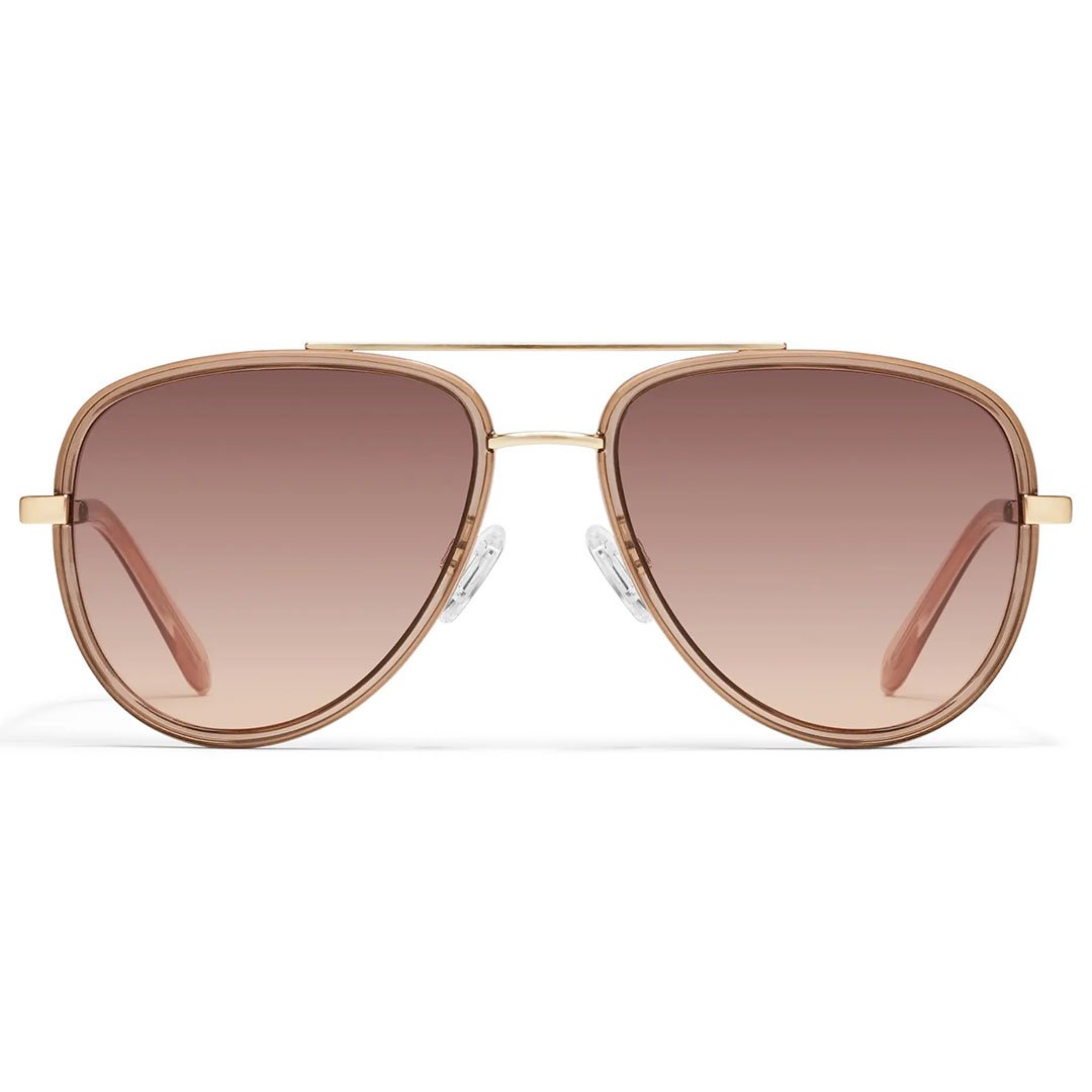 Quay Women's All In Mini Small Retro Aviator Sunglasses (Doe Frame/Brown Fawn Lens) - Front