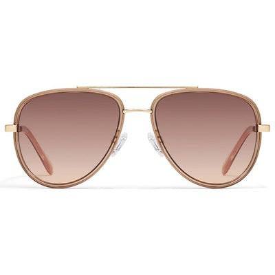 Quay Women's All In Mini Small Retro Aviator Sunglasses (Doe Frame/Brown Fawn Lens) - Front