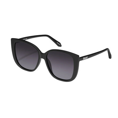 Quay Women's Ever After Oversized Cat Eye Sunglasses - Matte Black Frame/Smoke Fade Lens - Angle