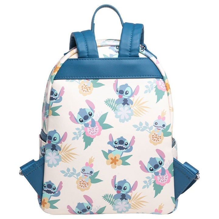 Loungefly Disney Lilo &amp; Stitch Hawaiian Flowers Stitch and Scrump Allover Print Mini Backpack - 707 Street Exclusive