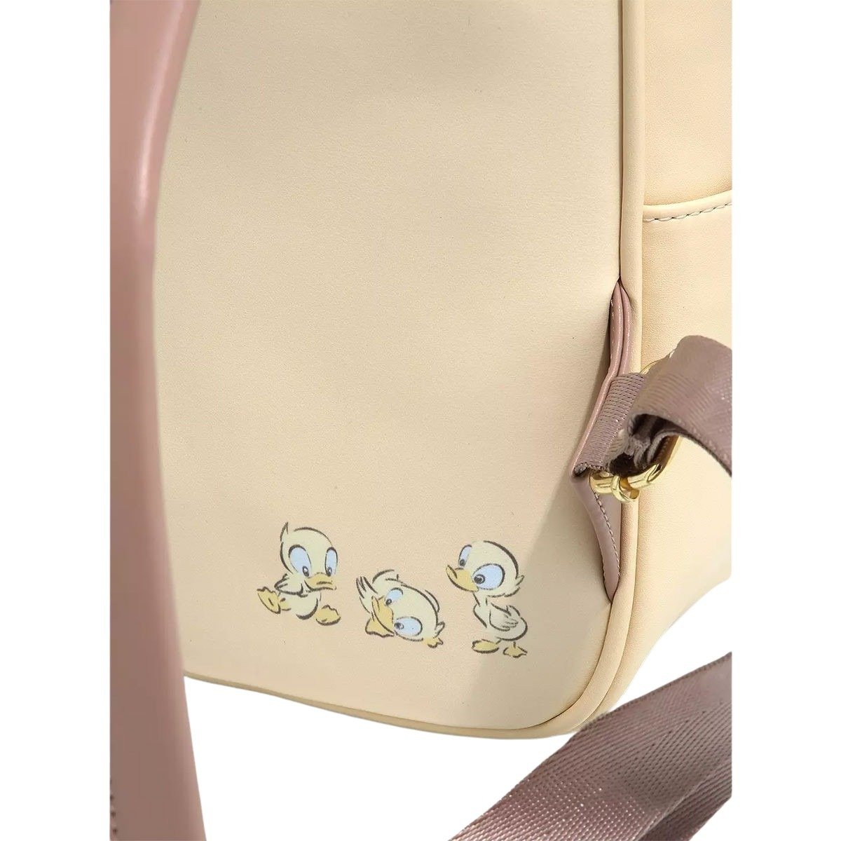 Back of the backpack: Adjustable straps and a small duckling print at the bottom.
