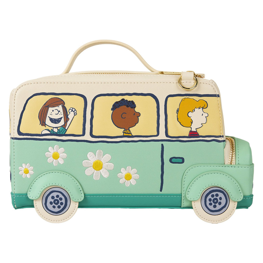 671803543348 - Loungefly Peanuts Gang Road Trip Bus Light Up Figural Crossbody Bag - front  