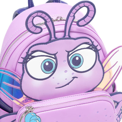 671803479173 - Loungefly Pixar A Bug's Life Princess Dot Cosplay Mini Backpack - 707 Street Exclusive - Front Head Detail