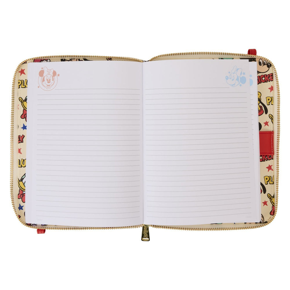 Loungefly Disney Mickey & Friends Classic All-Over Print Refillable Stationery Zip Around Crossbody Journal