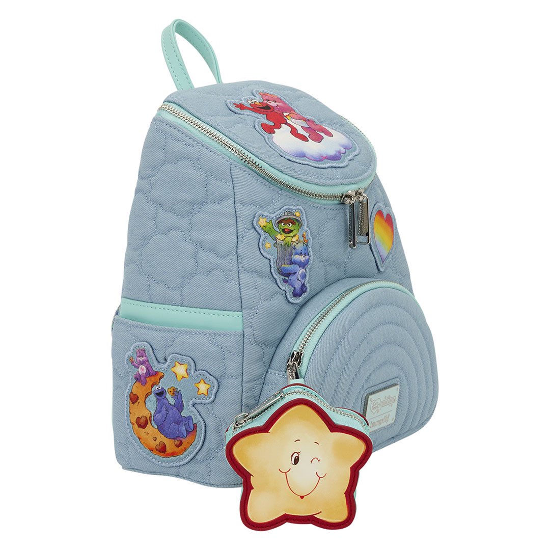 Loungefly Care Bears x Sesame Street Denim Mini Backpack