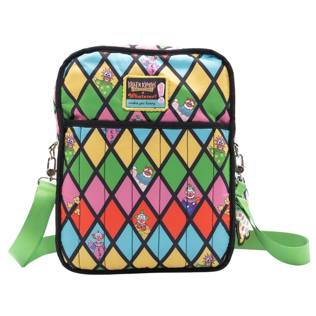 Whatever Makes You Happy Killer Klowns from Outer Space Reversible & Convertible Square Backpack with Fatso Charm