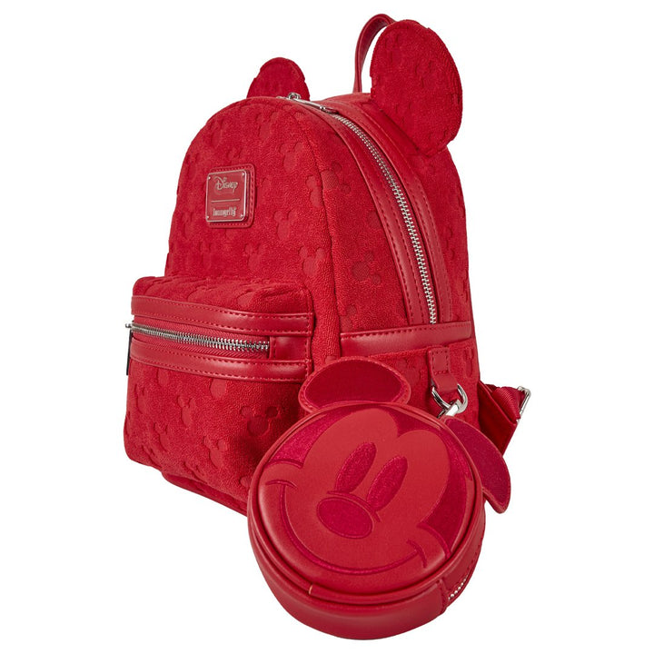 Loungefly Disney Mickey Mouse All-Over Print Plush Burnout Mini Backpack