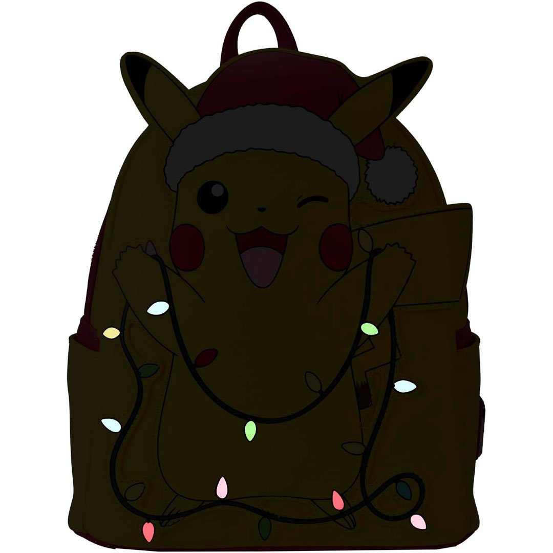 Loungefly Pokemon Santa Pikachu Christmas Lights Light Up Mini Backpack
