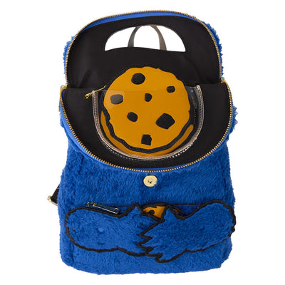 Loungefly Sesame Street Cookie Monster Plush Cosplay Mini Backpack With Coin Bag