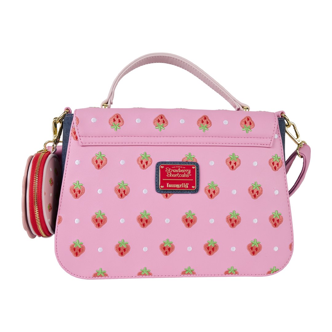 Loungefly Strawberry Shortcake Denim Gingham Crossbody Bag with Coin Bag