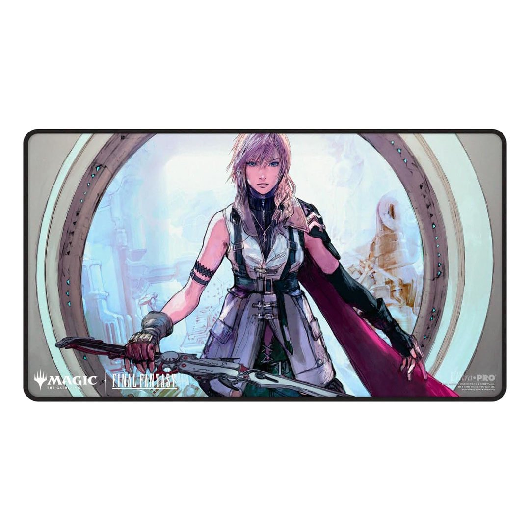 Ultra PRO - Final Fantasy x Universes Beyond Lightning, Army of One Black Stitched Playmat for Magic: The Gathering
