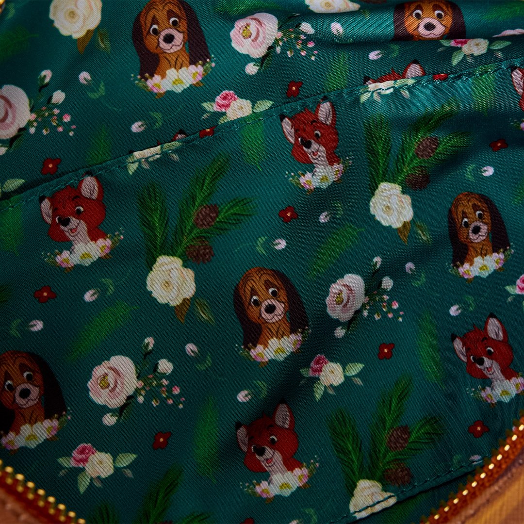 Loungefly Disney The Fox and the Hound Forest Floral Log Figural Crossbody Bag