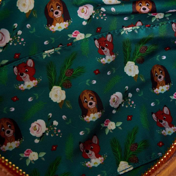 Loungefly Disney The Fox and the Hound Forest Floral Log Figural Crossbody Bag
