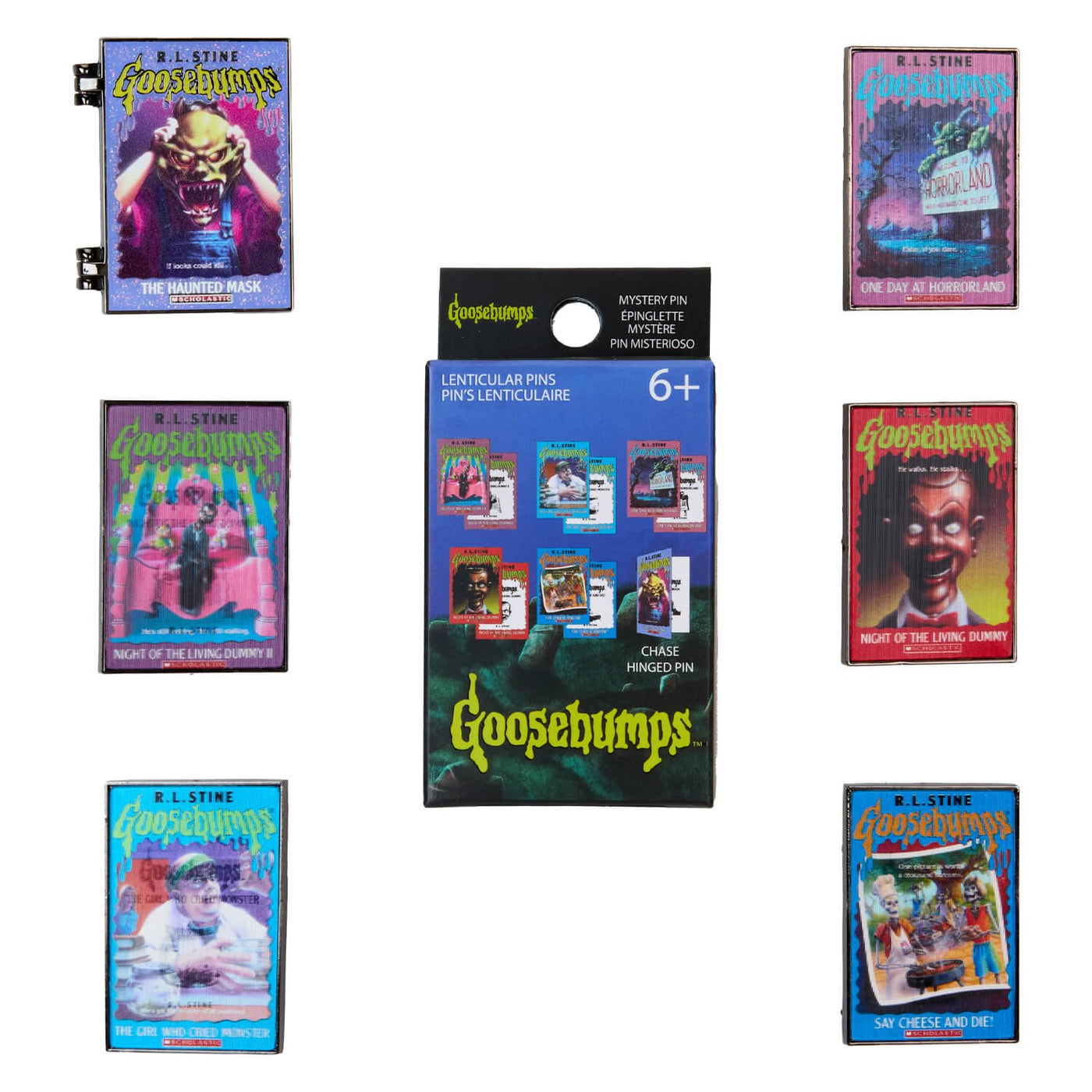 Loungefly Sony Goosebumps Books Lenticular Mystery Box Pins front closed