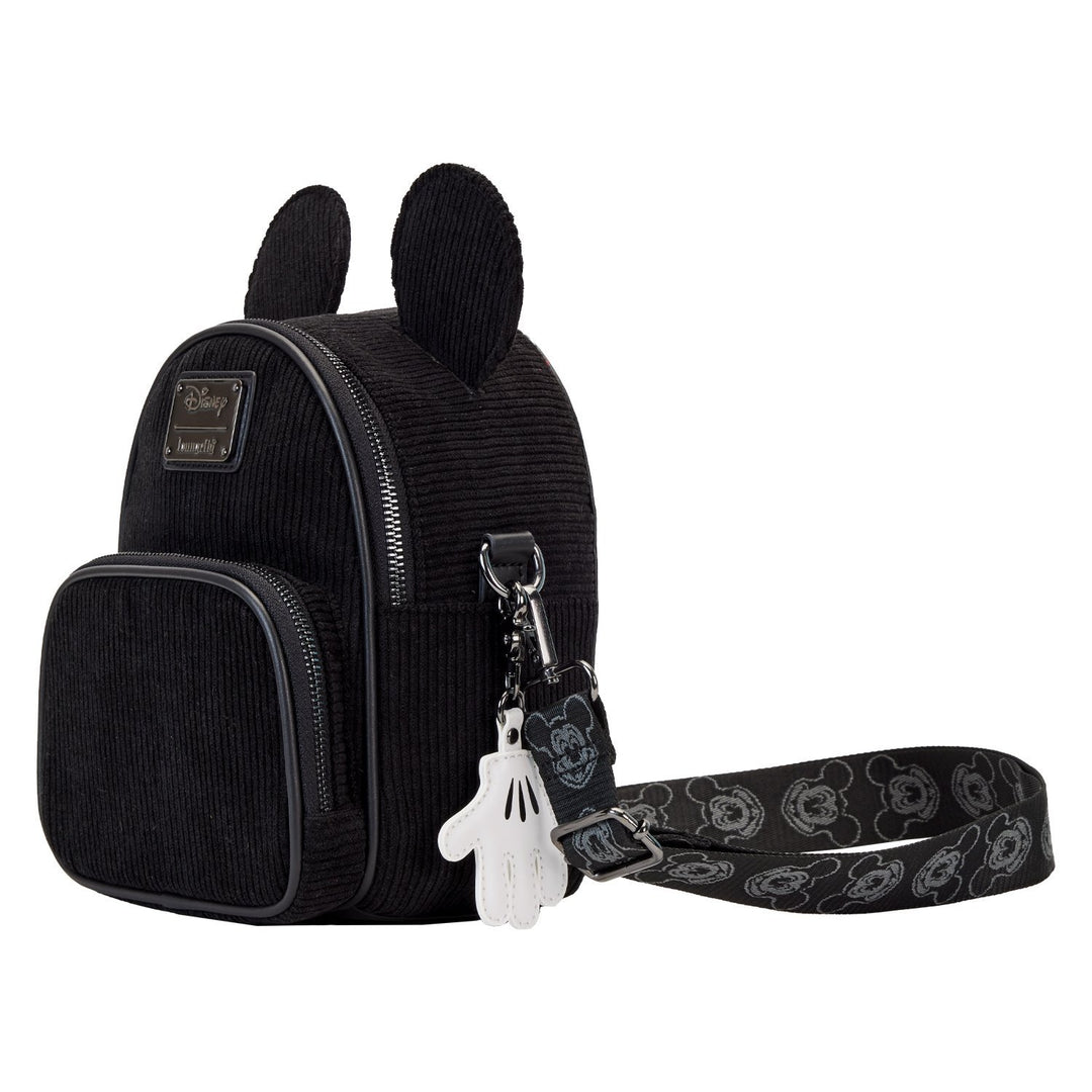 Loungefly Disney Mickey Mouse Classic Corduroy Convertible Mini Backpack &amp; Crossbody Bag