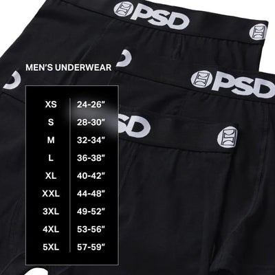 PSD Underwear Men's Make Bank Boxer Briefs - 3-Pack - Size Chart