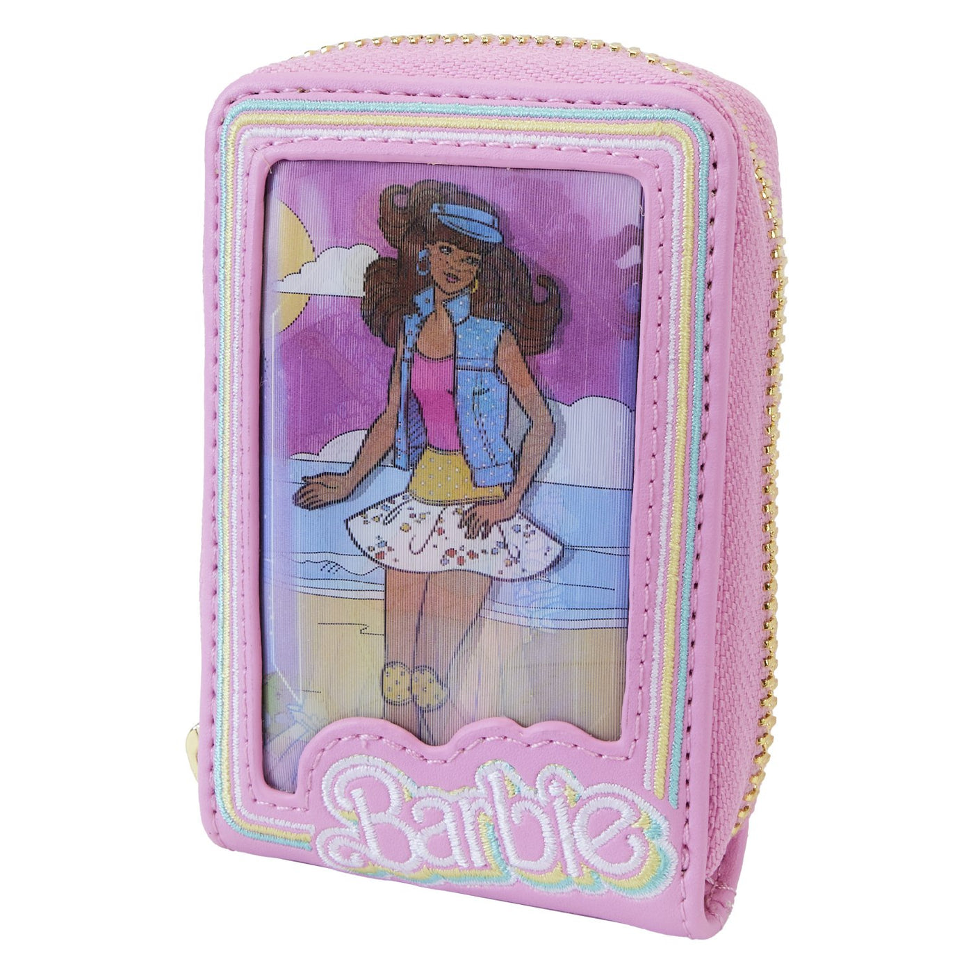 Loungefly Mattel Barbie 65th Anniversary Doll Box Triple Lenticular Zip-Around Wallet - Front 2