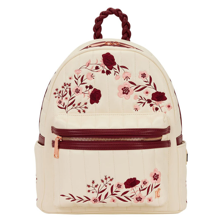 Loungefly Cream &amp; Red Floral Mid-Size Backpack