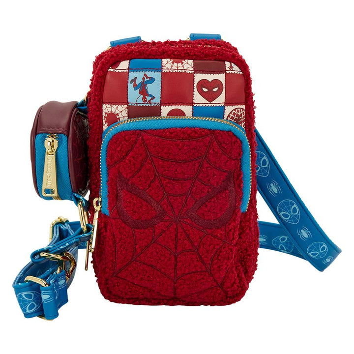 Loungefly Marvel Spider-Man Sherpa Cell Phone Crossbody Bag with Coin Bag