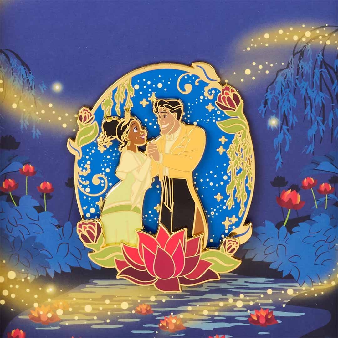 Loungefly Disney The Princess And The Frog 15th Anniversary Tiana &amp; Naveen Glow 3" Collector Box Sliding Pin