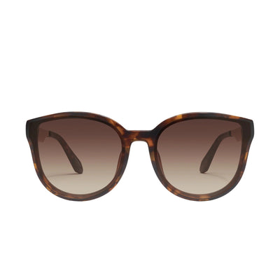 Quay Women's Date Night Oversized Round Sunglasses (Neutral Tortoise Frame/Brown Lens) - front