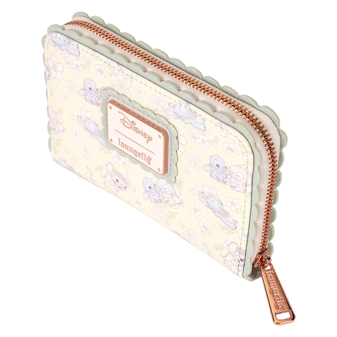 Loungefly Disney Stitch &amp; Angel Cherry Blossom All-Over Print Zip Around Wallet