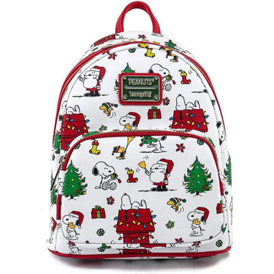 Loungefly Peanuts Snoopy Holiday Allover Print Mini Backpack - front