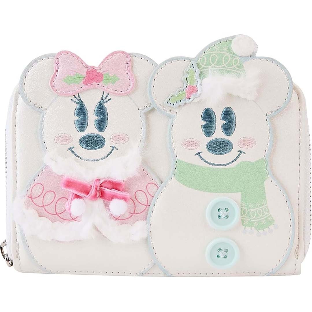 Loungefly Disney Mickey and Minnie Pastel Snowman Zip-Around Wallet