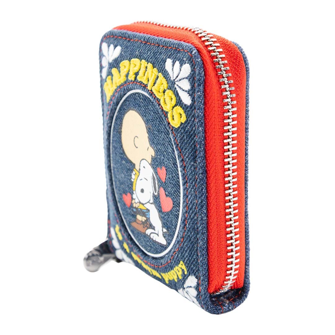 Whatever Makes You Happy Peanuts 75th Anniversary “Happiness Is a Warm Puppy” Denim Accordion Wallet