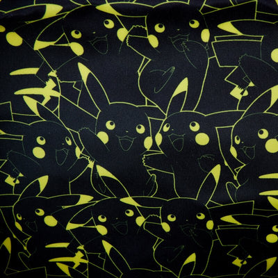 Close-up of Pikachu pattern lining inside Loungefly COLLECTIV Pokemon THE COLLECTR Full-Size Backpack.