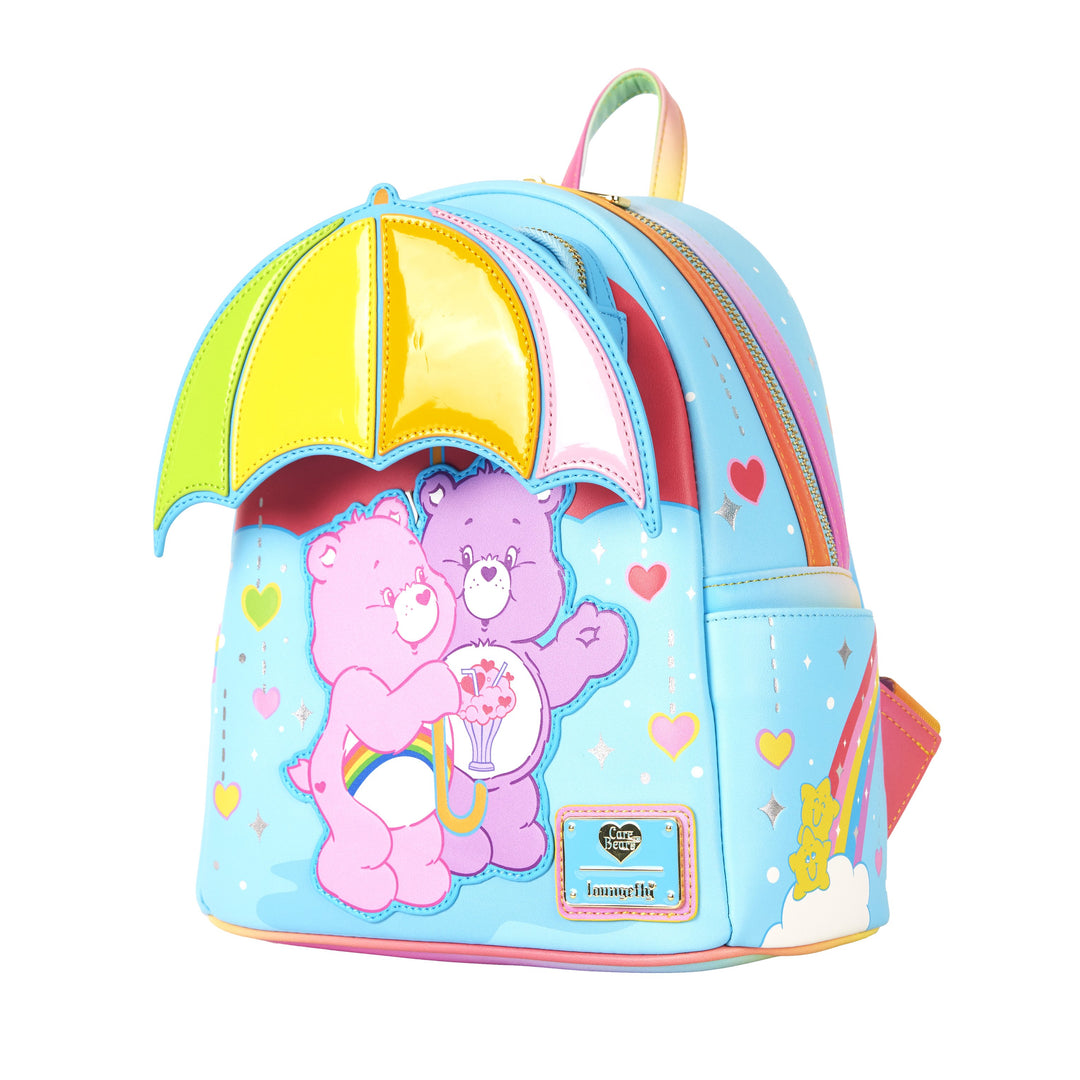 Loungefly Care Bears Cheer Bear &amp; Share Bear Rainbow Umbrella Mini Backpack