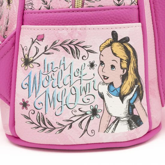 WondaPop Disney Alice in Wonderland 11" Vegan Leather Mini Backpack - Side 1