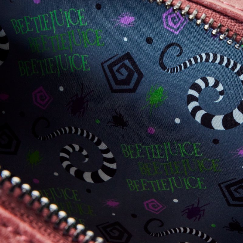 Loungefly Warner Brothers Beetlejuice Handbook For The Recently Deceased Pin Trader Backpack - Interior Detail