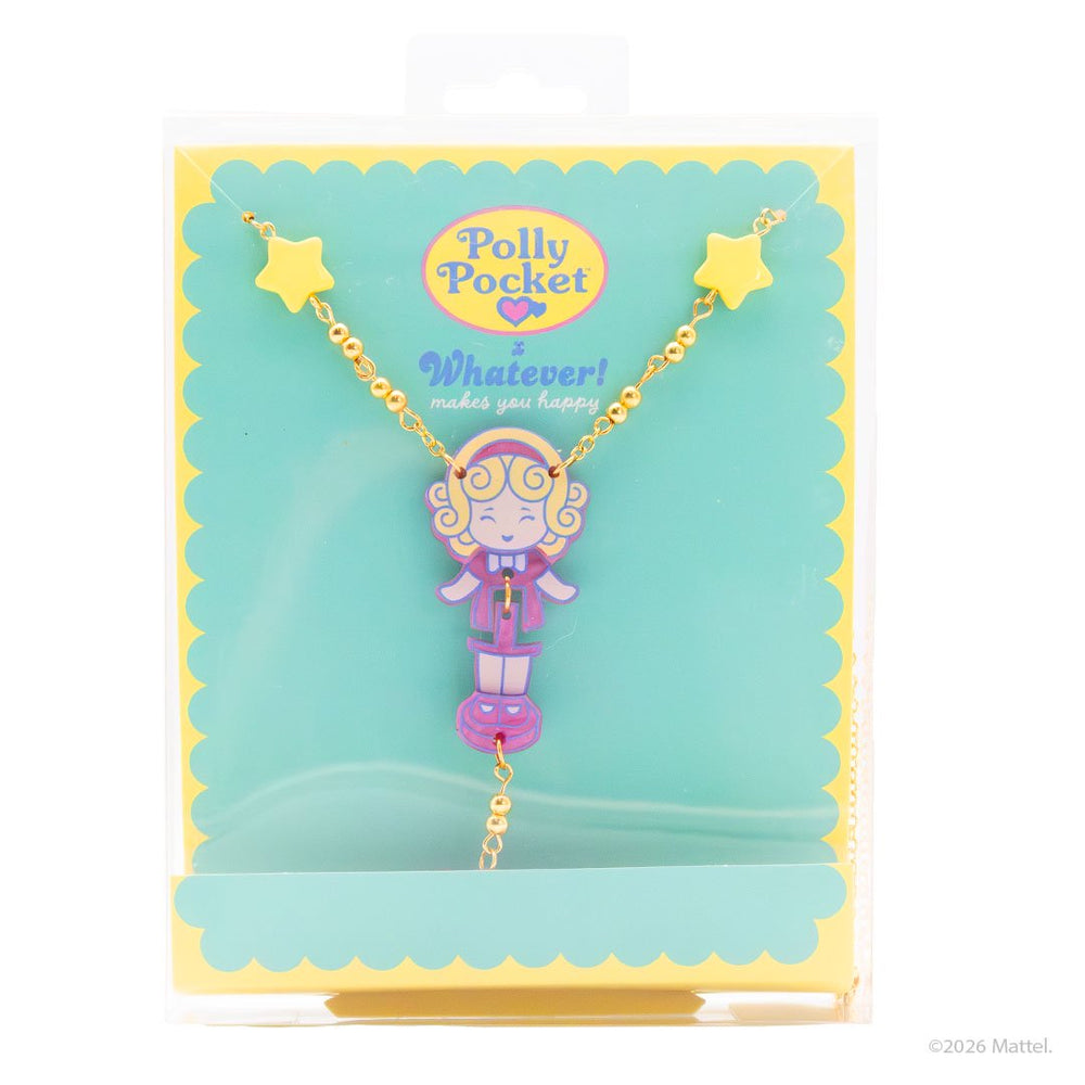 Whatever Makes You Happy Polly Pocket with Pink Bow Hinged Layered Acrylic Necklace