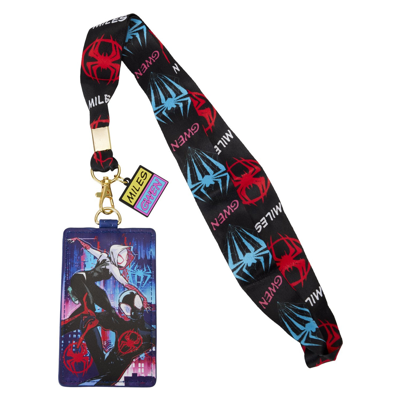 Loungefly Marvel Spiderverse Miles and Gwen Lanyard with Card Holder - Front