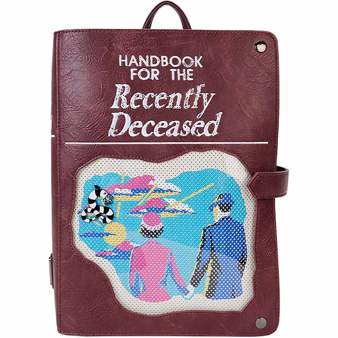 Loungefly Brown \'Handbook for the Recently Deceased\' Faux Leather Backpack Beetlejuice Handbook For The Recently Deceased Pin Trader  main image 4