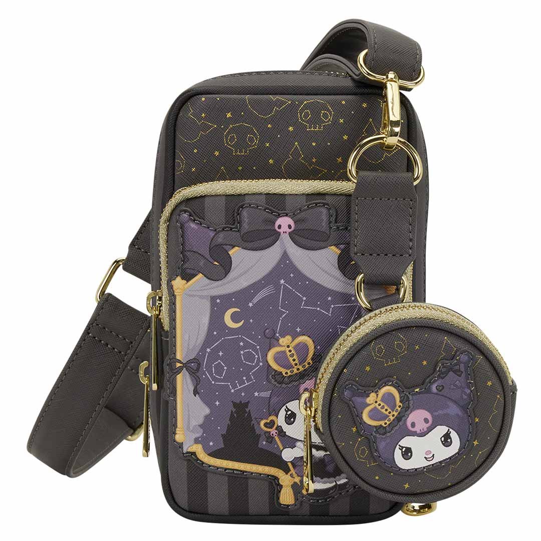 Loungefly Sanrio Kuromi 20th Anniversary Cell Phone Crossbody Bag with Coin Bag