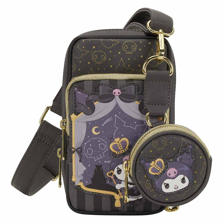 Loungefly Sanrio Kuromi 20th Anniversary Cell Phone Crossbody Bag with Coin Bag