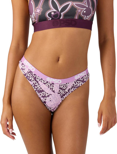 PSD Underwear Women's Playboy Tumble Thongs 4-Pack